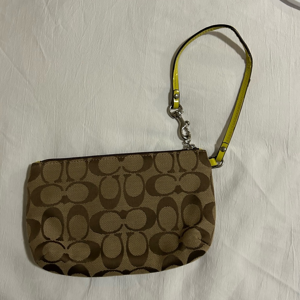 Coach Brown and Yellow Wristlet - Picture 2 of 4